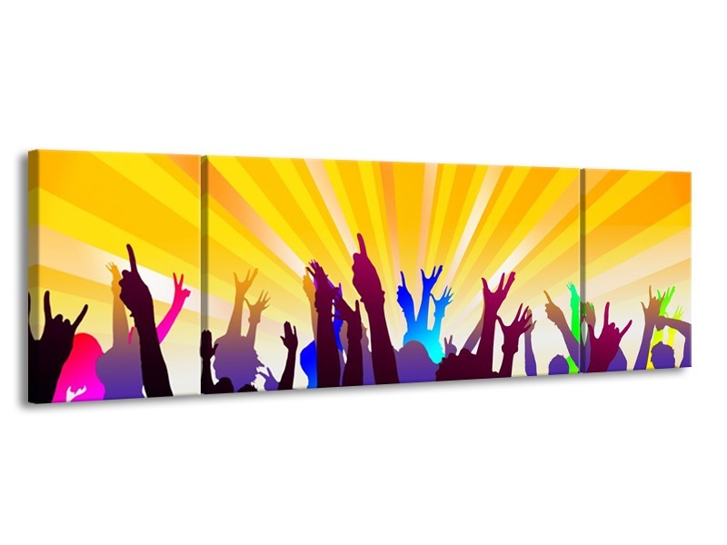 Canvas schilderij Muziek | Geel, Paars, Wit | 170x50cm 3Luik