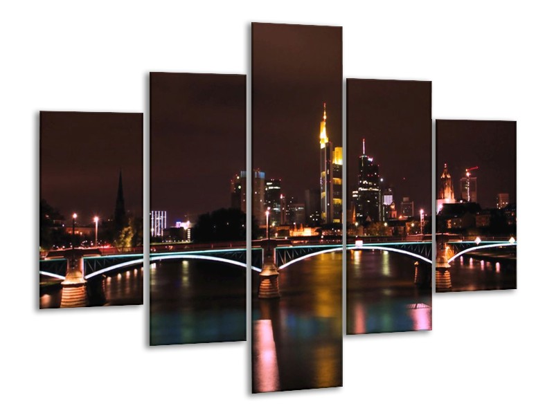 Glas schilderij Brug | Bruin, Paars, Geel | 100x70cm 5Luik