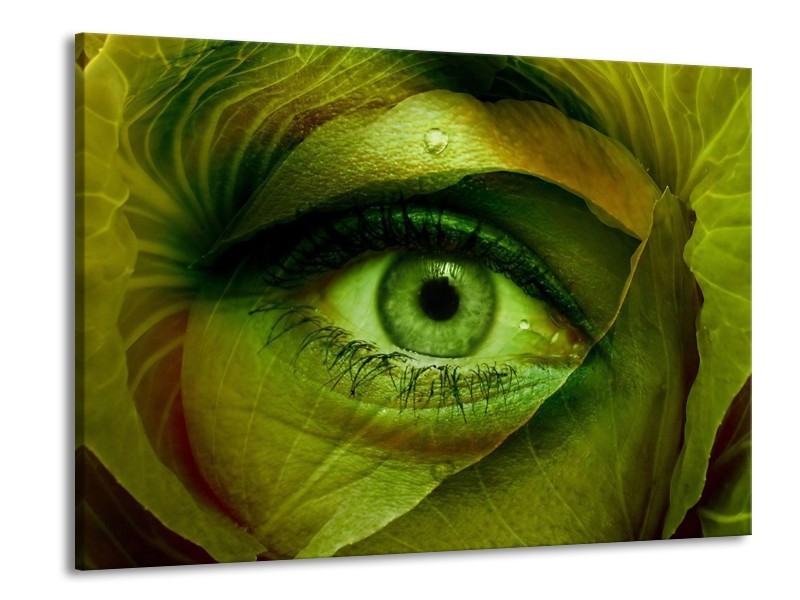 Glas schilderij Oog | Groen, Bruin | 100x70cm 1Luik