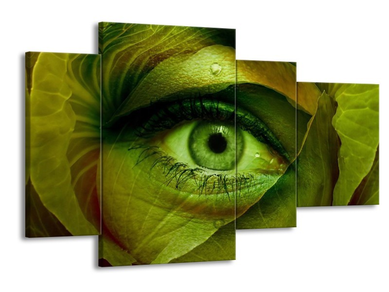 Glas schilderij Oog | Groen, Bruin | 120x75cm 4Luik