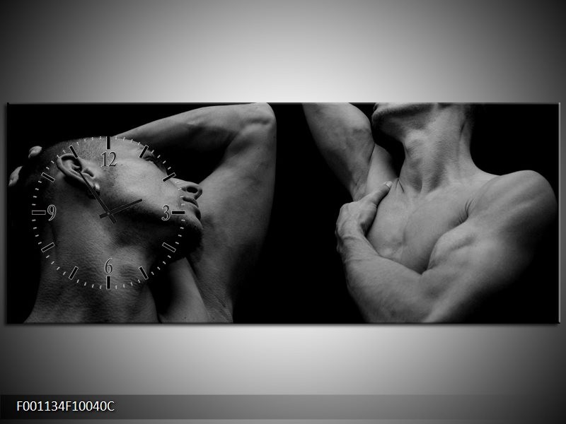 Klok schilderij Mensen | Grijs, Zwart | 100x40cm 1Luik