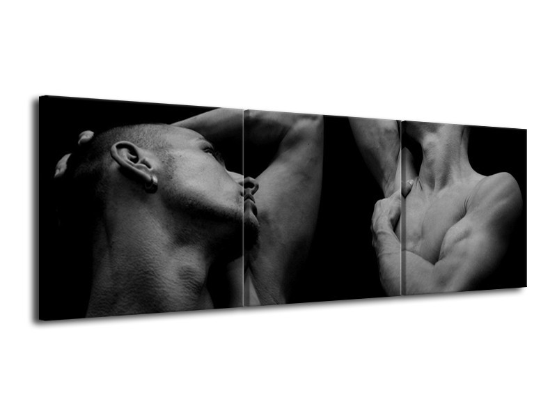 Canvas schilderij Mensen | Grijs, Zwart | 120x40cm 3Luik