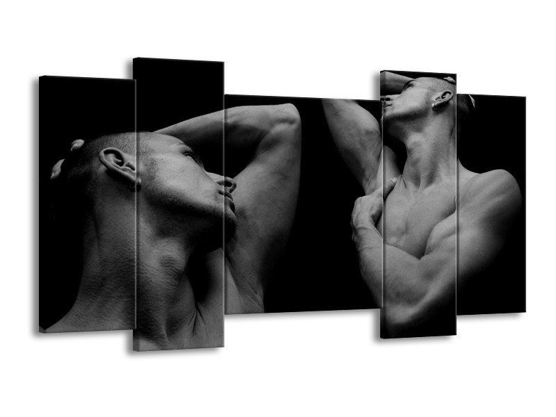 Canvas schilderij Mensen | Grijs, Zwart | 120x65 5Luik