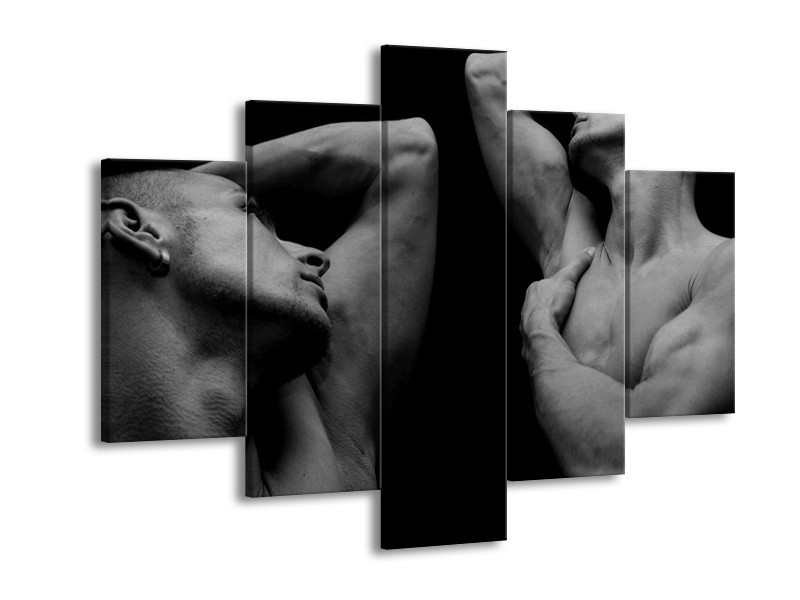 Canvas schilderij Mensen | Grijs, Zwart | 150x105cm 5Luik