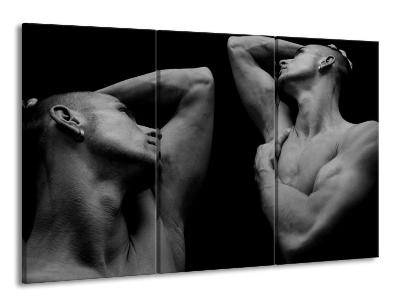 Canvas schilderij Mensen | Grijs, Zwart | 165x100cm 3Luik
