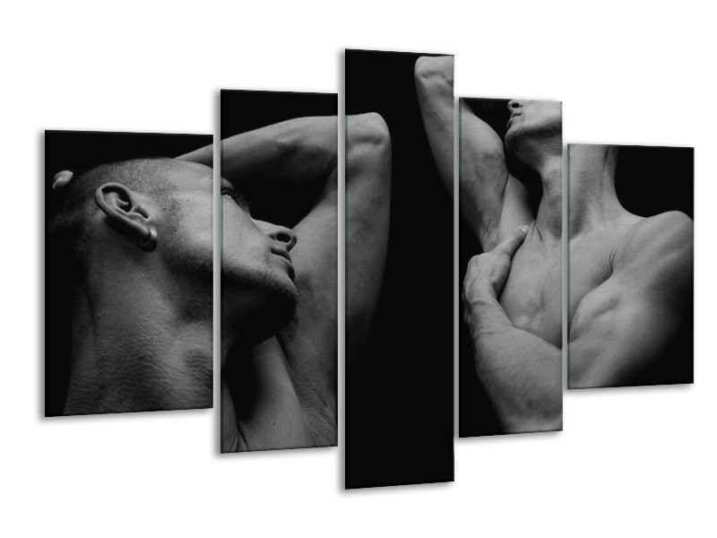 Glas schilderij Mensen | Grijs, Zwart | 170x100cm 5Luik