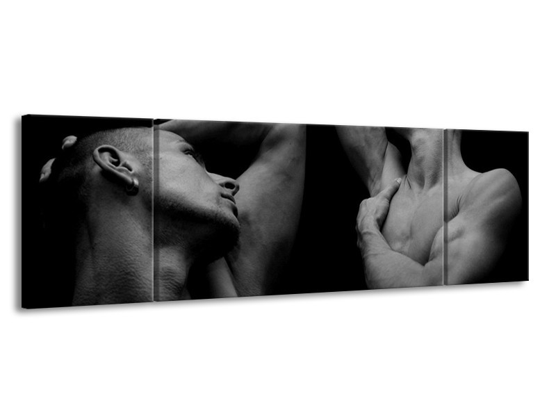 Glas schilderij Mensen | Grijs, Zwart | 170x50cm 3Luik