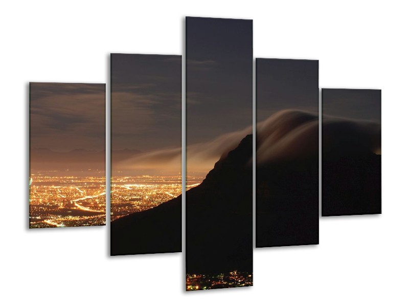 Glas schilderij Landschap | Zwart, Grijs, Wit | 100x70cm 5Luik