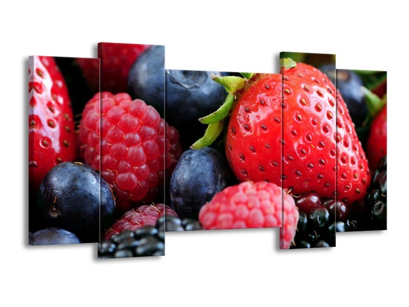 Canvas schilderij Fruit | Rood, Blauw | 120x65 5Luik