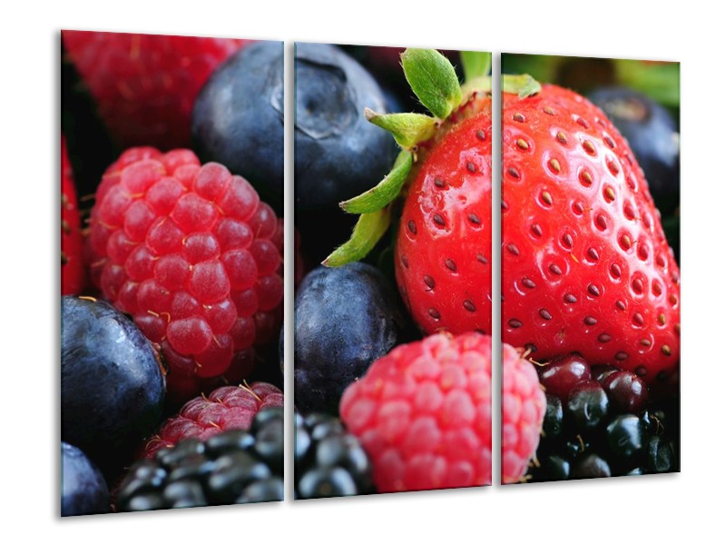 Canvas schilderij Fruit | Rood, Blauw | 120x80cm 3Luik