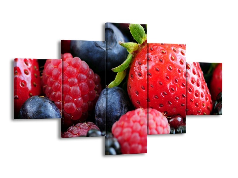 Canvas schilderij Fruit | Rood, Blauw | 125x70cm 5Luik