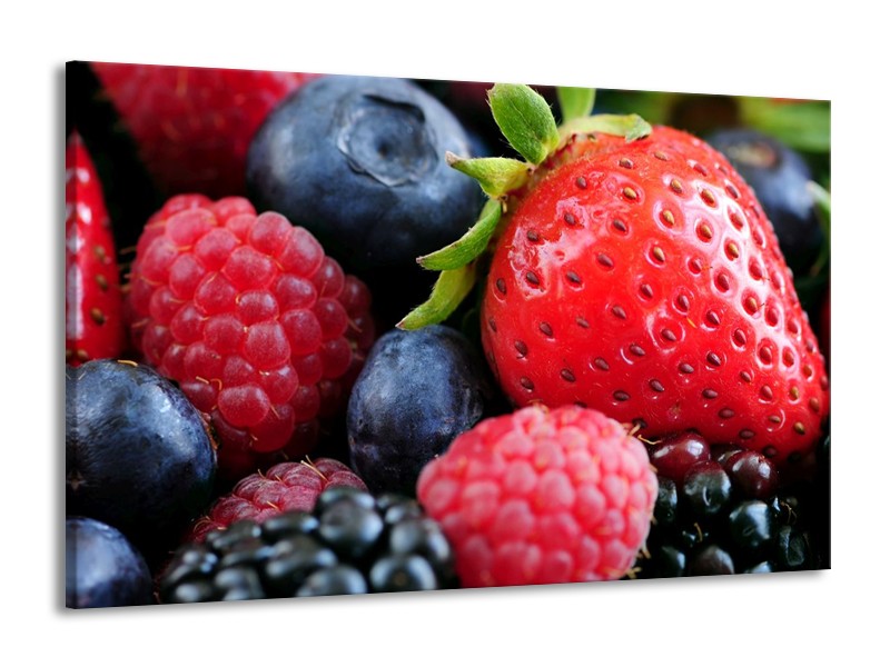 Canvas schilderij Fruit | Rood, Blauw | 140x90cm 1Luik