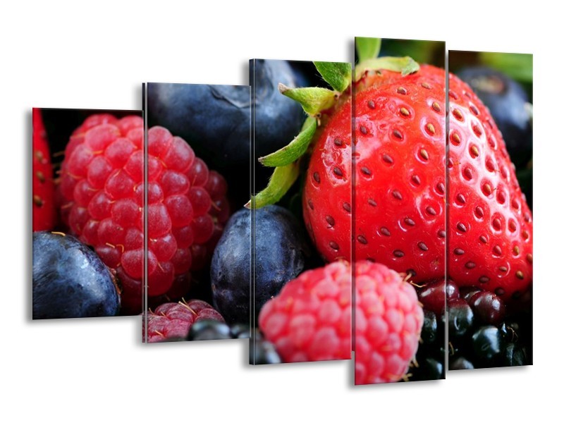Canvas schilderij Fruit | Rood, Blauw | 150x100cm 5Luik