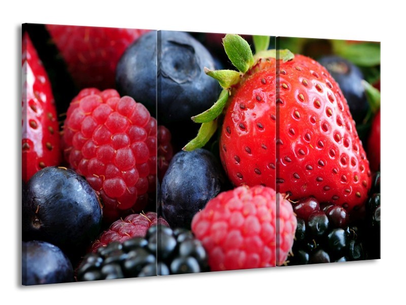 Canvas schilderij Fruit | Rood, Blauw | 165x100cm 3Luik