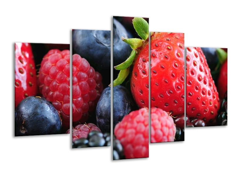 Glas schilderij Fruit | Rood, Blauw | 170x100cm 5Luik