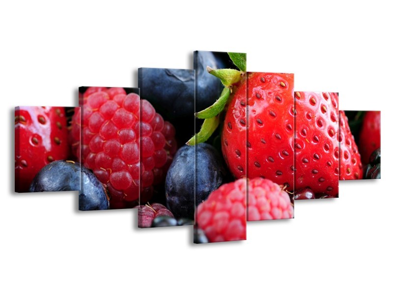 Canvas schilderij Fruit | Rood, Blauw | 210x100cm 7Luik