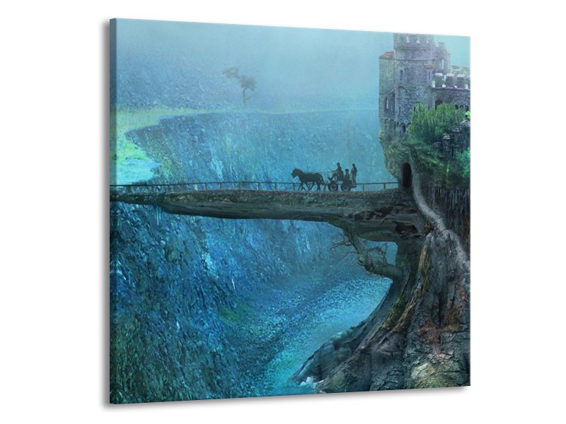 Glas schilderij Landschap | Groen, Grijs | 50x50cm 1Luik