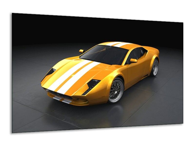 Glas schilderij Auto | Geel, Wit, Grijs | 120x70cm 1Luik