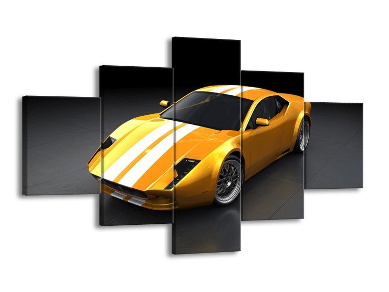 Glas schilderij Auto | Geel, Wit, Grijs | 125x70cm 5Luik