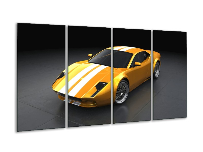 Glas schilderij Auto | Geel, Wit, Grijs | 160x80cm 4Luik