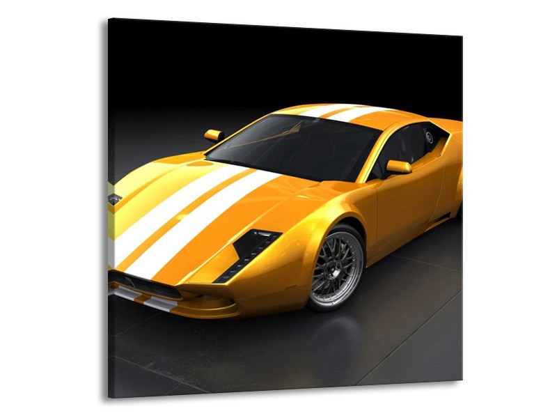 Glas schilderij Auto | Geel, Wit, Grijs | 50x50cm 1Luik