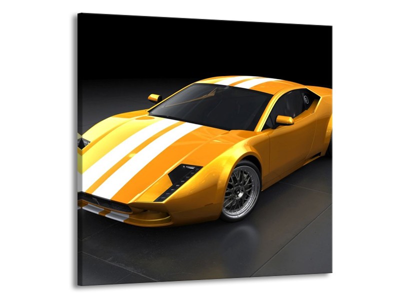 Glas schilderij Auto | Geel, Wit, Grijs | 70x70cm 1Luik