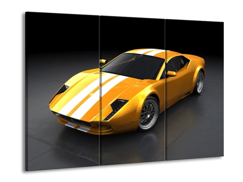 Glas schilderij Auto | Geel, Wit, Grijs | 90x60cm 3Luik