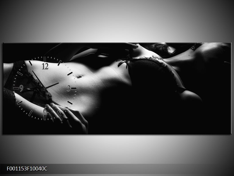 Klok schilderij Lichaam | Grijs, Zwart, Wit | 100x40cm 1Luik