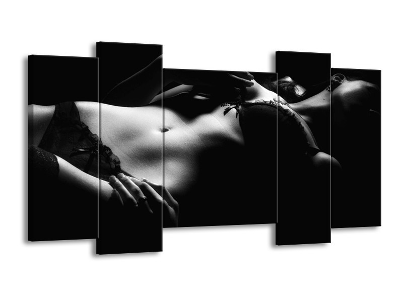 Canvas schilderij Lichaam | Grijs, Zwart, Wit | 120x65 5Luik