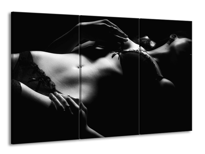 Canvas schilderij Lichaam | Grijs, Zwart, Wit | 165x100cm 3Luik