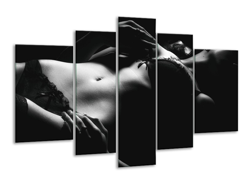 Canvas schilderij Lichaam | Grijs, Zwart, Wit | 170x100cm 5Luik