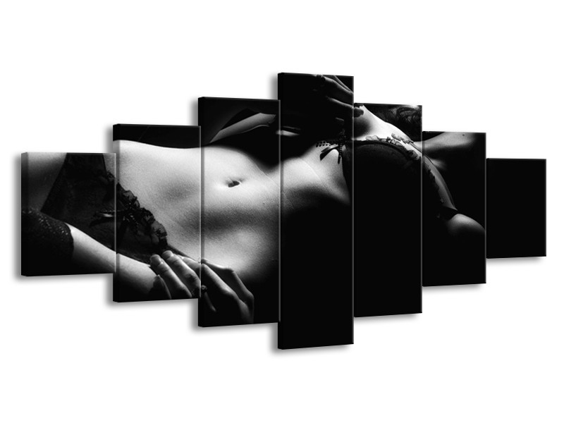 Canvas schilderij Lichaam | Grijs, Zwart, Wit | 210x100cm 7Luik