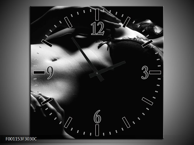 Klok schilderij Lichaam | Grijs, Zwart, Wit | 30x30cm 1Luik