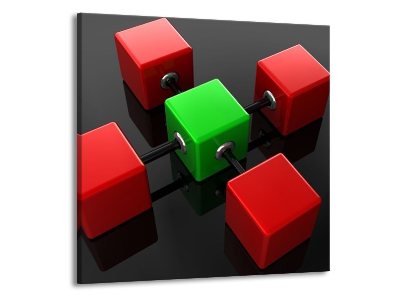 Glas schilderij Abstract | Rood, Groen, Zwart | 50x50cm 1Luik