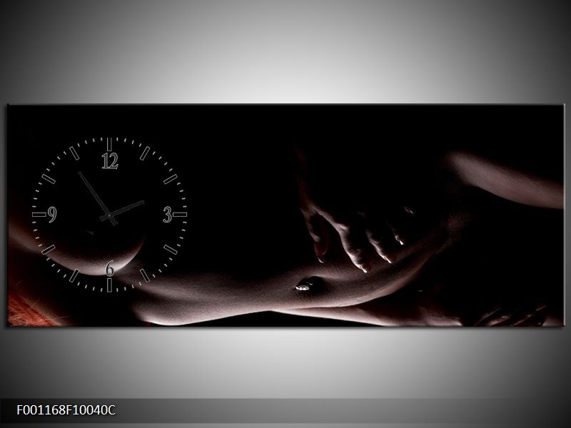 Klok schilderij Vrouw | Zwart, Bruin | 100x40cm 1Luik