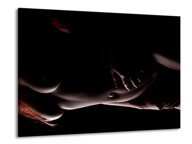 Canvas schilderij Vrouw | Zwart, Bruin | 100x70cm 1Luik