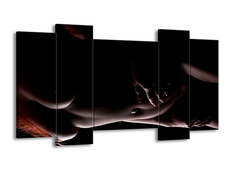 Glas schilderij Vrouw | Zwart, Bruin | 120x65cm 5Luik
