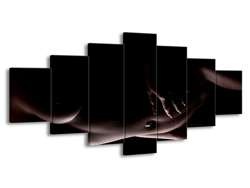Canvas schilderij Vrouw | Zwart, Bruin | 210x100cm 7Luik