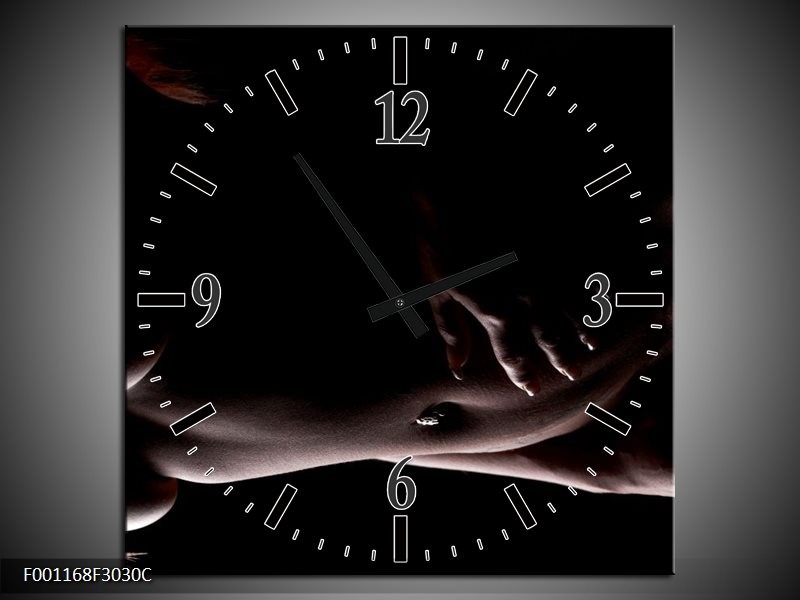 Klok schilderij Vrouw | Zwart, Bruin | 30x30cm 1Luik