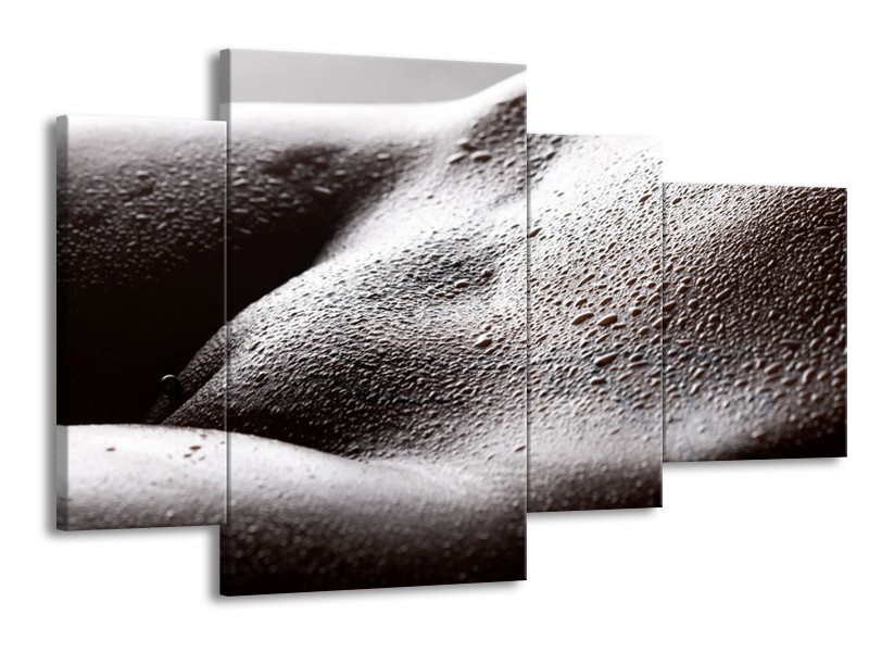 Canvas schilderij Lichaam | Grijs, Zwart, Wit | 120x75cm 4Luik