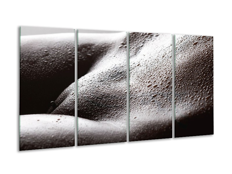 Canvas schilderij Lichaam | Grijs, Zwart, Wit | 160x80cm 4Luik