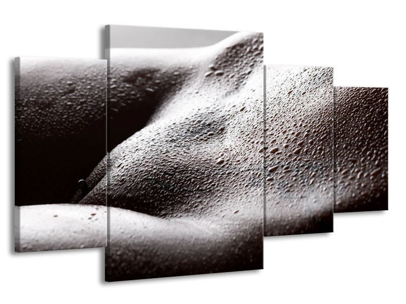 Canvas schilderij Lichaam | Grijs, Zwart, Wit | 160x90cm 4Luik