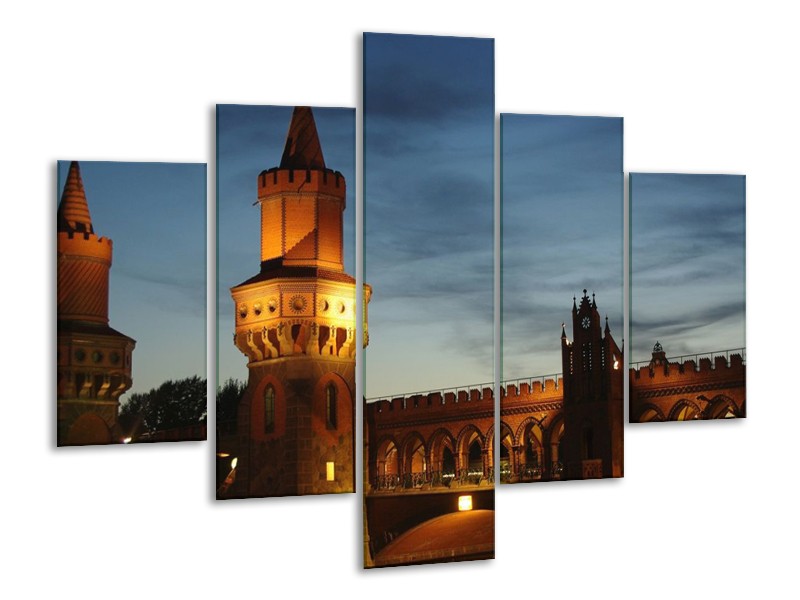 Glas schilderij Gebouw | Bruin, Blauw, Bruin | 100x70cm 5Luik