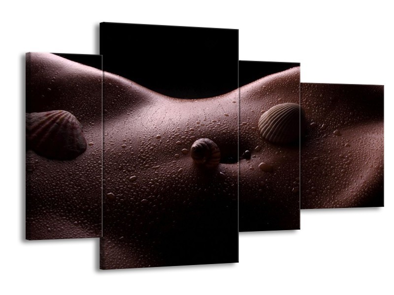 Canvas schilderij Lichaam | Zwart, Wit | 120x75cm 4Luik