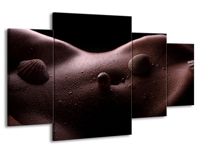 Canvas schilderij Lichaam | Zwart, Wit | 160x90cm 4Luik