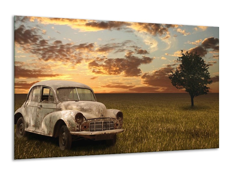 Glas schilderij Auto | Grijs, Geel | 120x70cm 1Luik