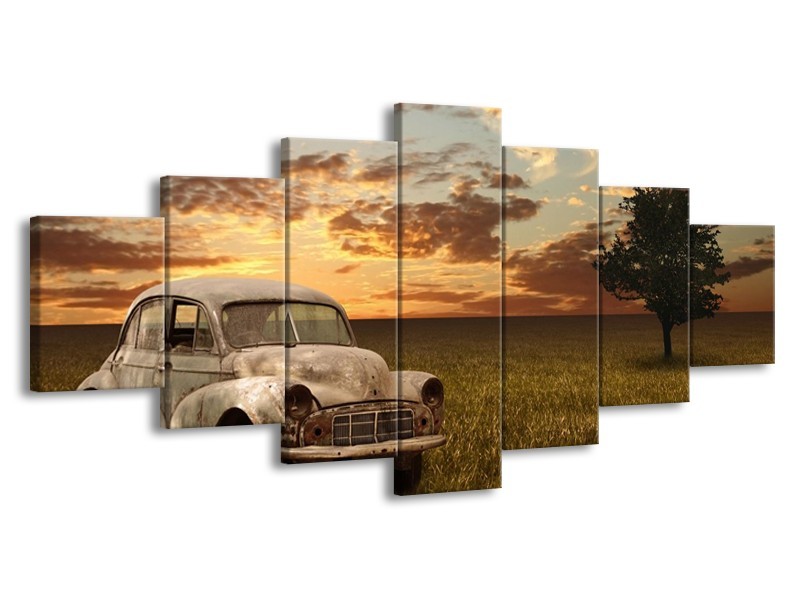 Glas schilderij Auto | Grijs, Geel | 210x100cm 7Luik