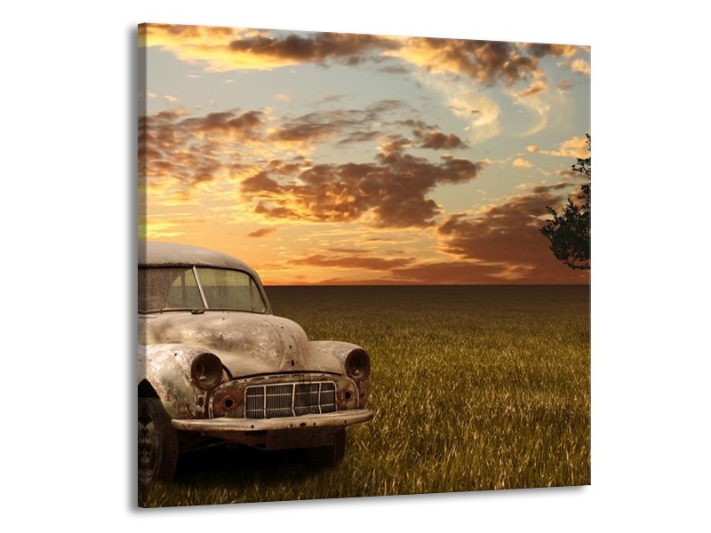 Glas schilderij Auto | Grijs, Geel | 70x70cm 1Luik