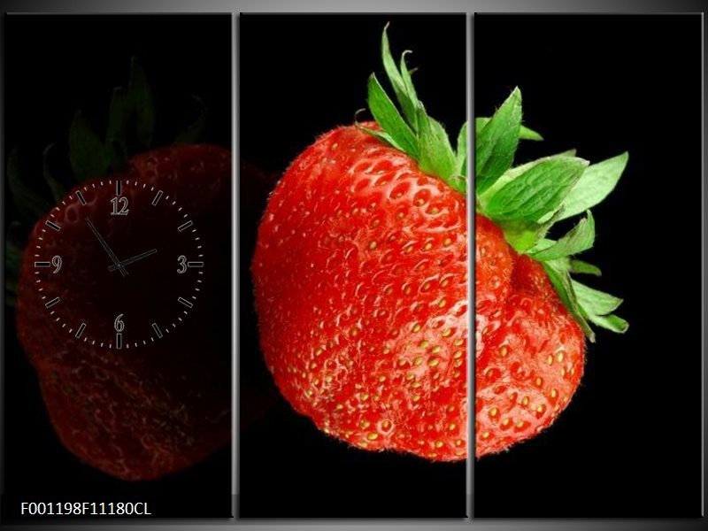Klok schilderij Fruit | Rood, Zwart | 111x80cm 3Luik