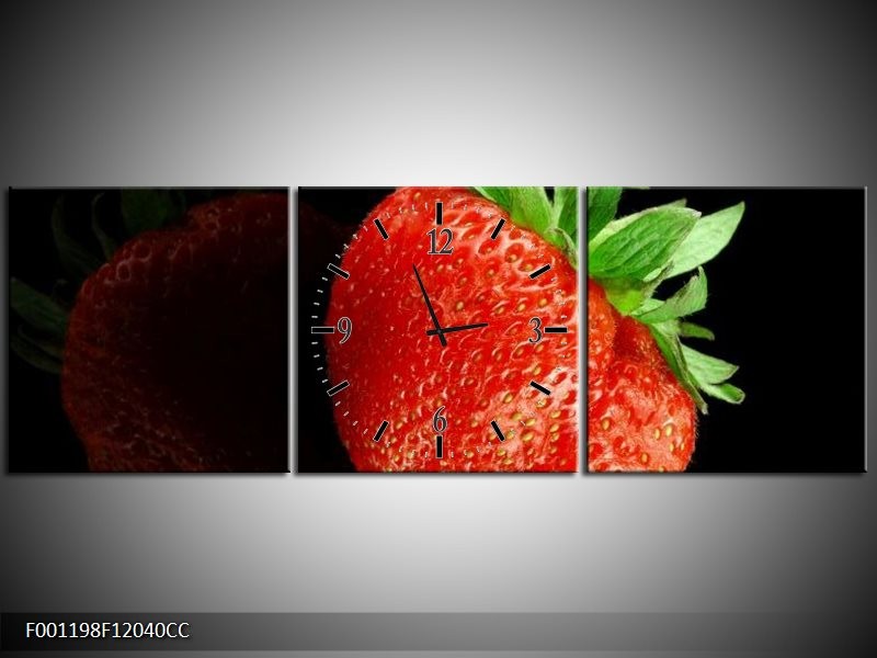 Klok schilderij Fruit | Rood, Zwart | 120x40cm 3Luik